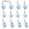 thumbnail image 2 of HOMEIORA 12 Pack Starfish Seashell Conch Style Shower Curtain Hooks Rust Proof Rings Bathroom Hangers Resin Decorative Shower Curtain Hook - Light Blue, 2 of 3