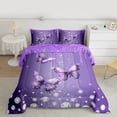 thumbnail image 2 of Castle Fairy Purple Floral Butterflies Full Size Comforter Sets 3-Piece for Kids Children Teens,Dreamy Princess Bedding Comforter Set,Crystal Bling Glitter Splash Lightweight Bedding Sets, 2 of 8