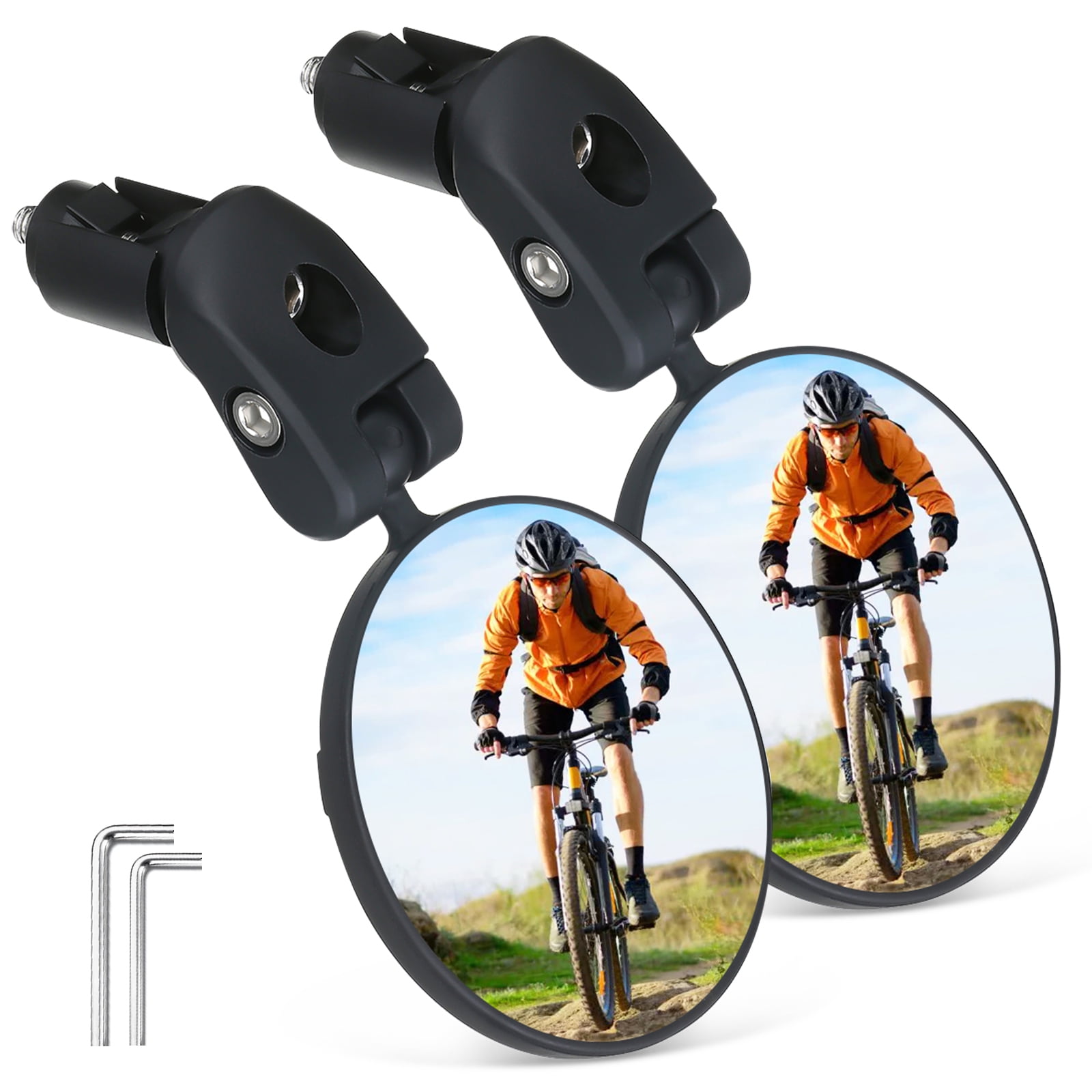 Handlebar Bike Mirror 2pcs Bicycle Rearview Mirror HD Safety Bike Rear View M... 
