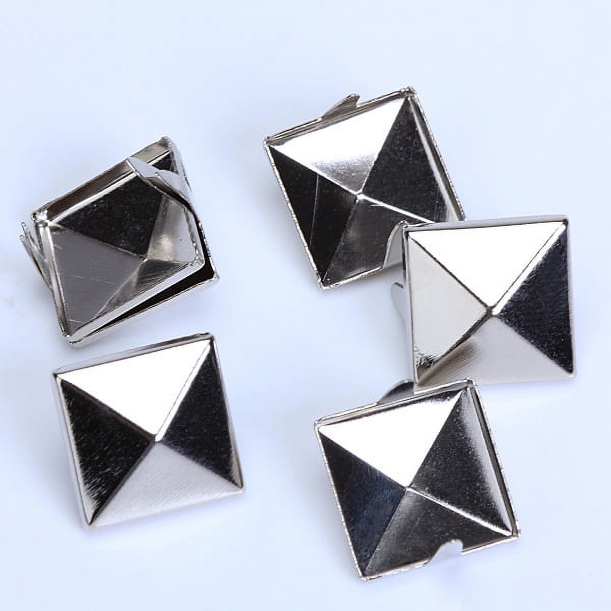 Liying Shop Pyramid Studs, 100 Pcs Nailheads Metal Punk Spikes Spots Square Rivets with Spikes (0.3 inch, Silver)