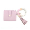 thumbnail image 1 of Langgg Women Keychain Bag with Tassel Wallet Fashion Key Chain Snap Button Card Holder Bangle Bracelet Keyring Pendant Accessory Light Purple, 1 of 8