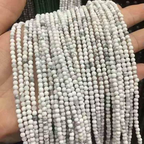 HOOUN High Quality Gemstone Strands Loose Round Stone Beads Jewelry DIY Making 3mm-Howlite