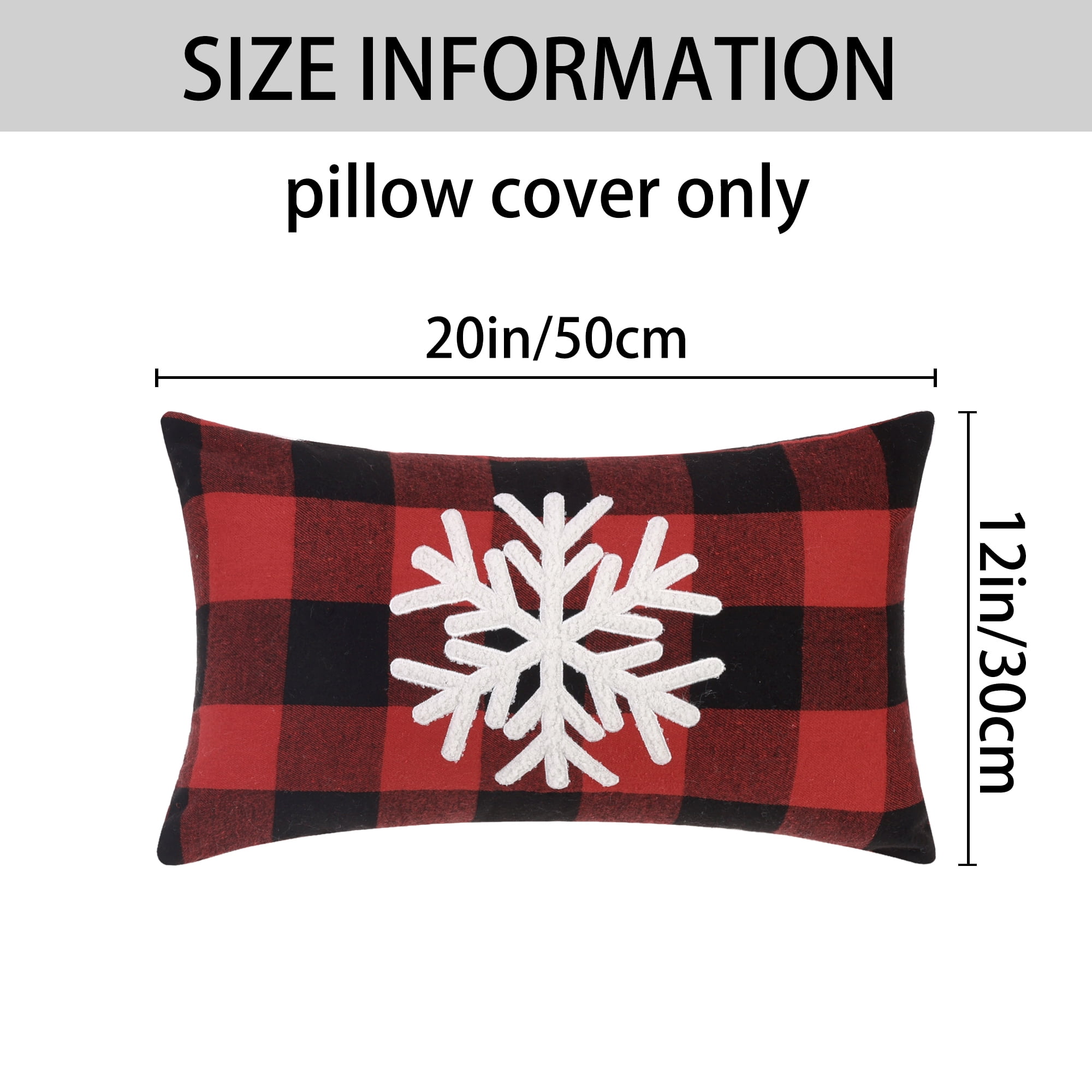 Unique Bargains Plaid Print Throw Decorative Pillow Covers Farmhouse Pillowcase Pack of 2 Snowflake 12" x 20"