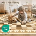 thumbnail image 4 of ODIKA 2'x3' Washable Accent Rug Pet Friendly, Bedside Mat Beige Frame Plaid Checkerboard Motif Contemporary Grid Print for Bedroom, Nursery, RV, 4 of 7