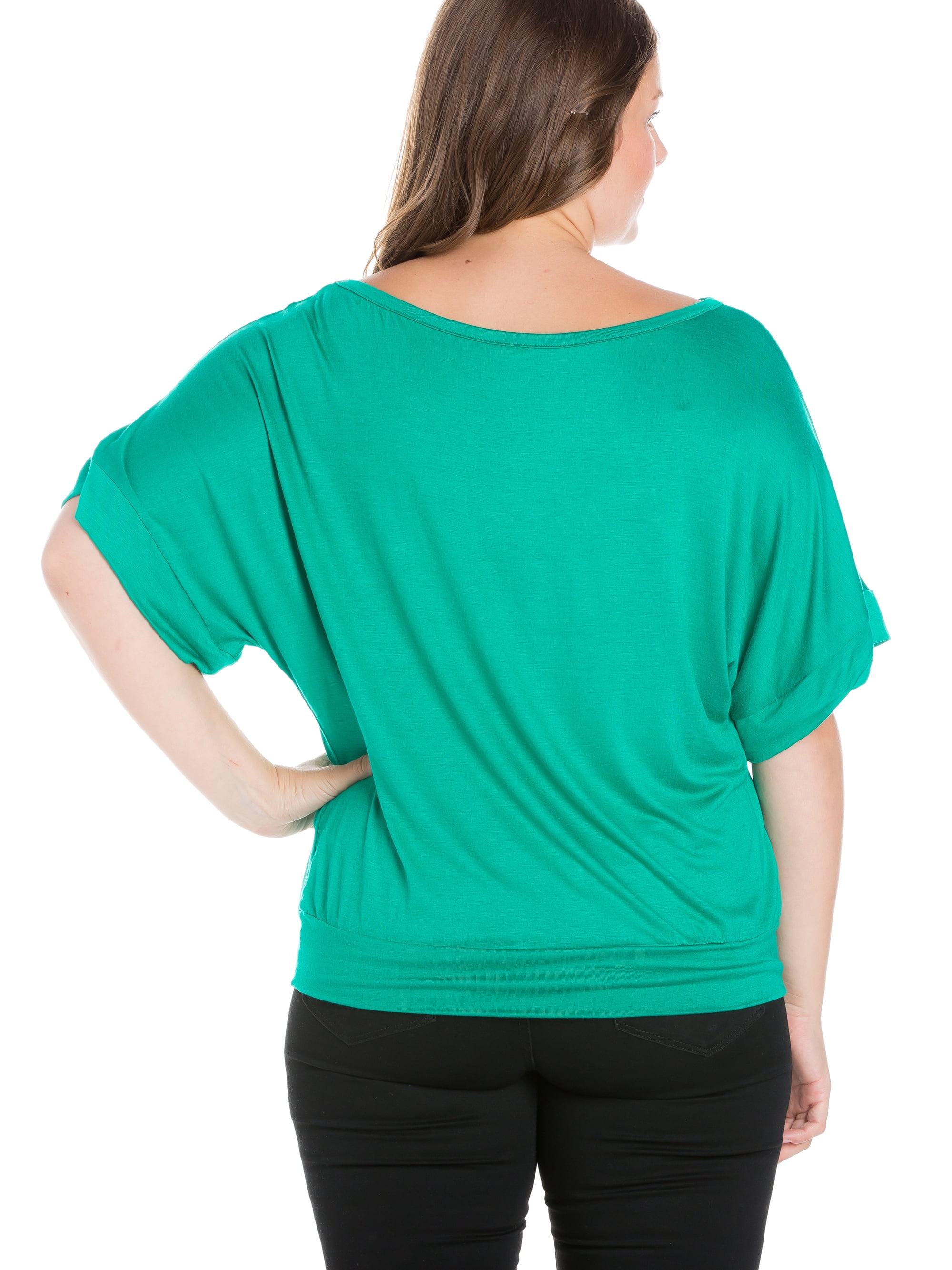 Women's Plus Size Short Sleeve Loose Fitting Dolman Top
