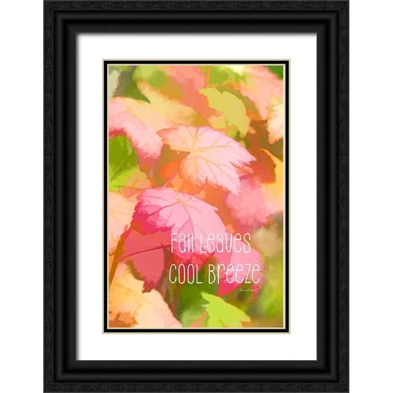 Murdock, Ramona 11x14 Black Ornate Wood Framed with Double Matting Museum Art Print Titled - Fall Leaves Cool Breeze