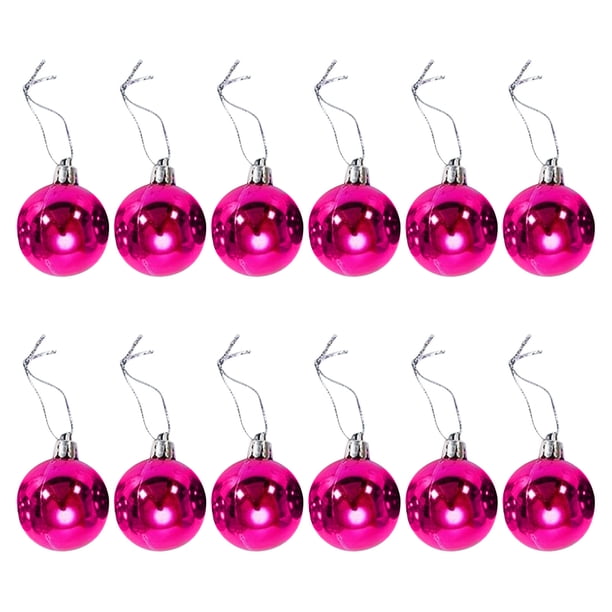 Puntoco Adornos Navideños 3Cm/12 Bolas De Navidad Pintadas De Pet Transparente Rosa,Decoración Hogareña