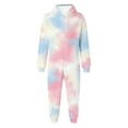 thumbnail image 3 of RTKFRFLM Kids Boys Girls 1-Piece Pajama Jumpsuit Flannel Fleece Tie Dye Zip Front Hooded Romper Sleepwear, 3 of 5