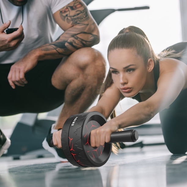 Fiudx Entrenador Abdominal, Juego de Rodillos de Doble Rueda, Rodilleras con Amortiguación, Equipo para Fortalecer El Core, Ideal para Gimnasio En Casa o En La Oficina, Fitness para Hombres y Mujeres