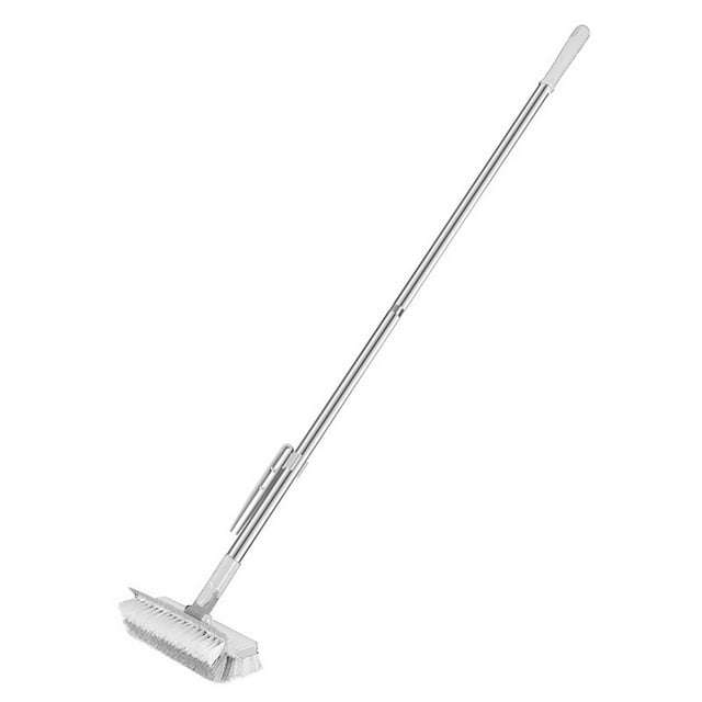 Brosse de Nettoyage pour Douche, Brosse à Récurer pour Nettoyage, Brosse à Récurer 2 en 1 Extensible avec Manche, Brosse à Joints, Brosse de Nettoyage en V à Poils Rigides avec Raclette