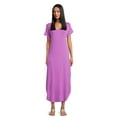 thumbnail image 2 of Time and Tru Women's V-Neck Knit Maxi Dress with Short Sleeves, Sizes XS-XXXL, 2 of 5