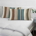 thumbnail image 4 of Teal Boho Stripes Oversized Pillow Covers,Modern Bohemia Brown Beige Texture Breathable Throw Pillow Cases with Invisible Zipper,Decorative Pillowcase Pillows Protectors for Sofa Bed Couch 24"x36", 4 of 9