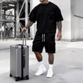 thumbnail image 2 of Bovxnpu Men's Clothing Set 2 Piece Outfits Tracksuit Men Short Sleeve Crew Neck Top Multi Pocket Elastic Waist Shorts Set, 2 of 7