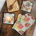 thumbnail image 5 of Pioneer Flower Kitchen Oven Mitt and Pot Holder Sets 4 Pcs for Baking, Cooking and Grilling, Heat Resistant Up To 392 °F, 5 of 7