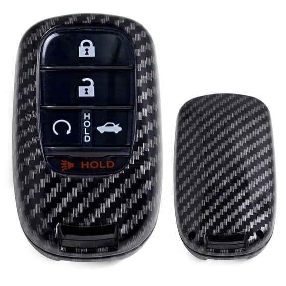 Glossy Black Carbon Fiber Finish Hard Plastic Key Fob Case For Honda 2022/2023-up Accord Civic CR-V Pilot HR-V Oval Shape Smart Key