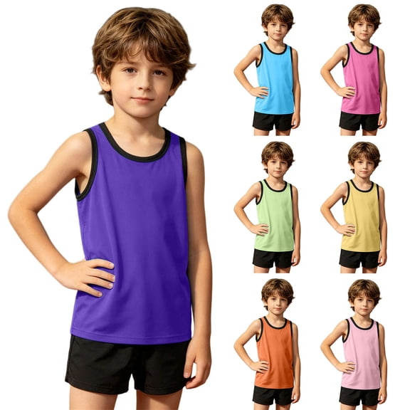 Fozruso Kids Boys Girls Tank Tops, Summer Casual Beach Undershirts Sleeveless Shirts for School and Play
