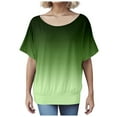 thumbnail image 4 of Summer Tops for Women Oversized Shirt with Batwing Sleeves Short Sleeve Crew Neck Colorful Oversized Tshirts for Women Green S, 4 of 4