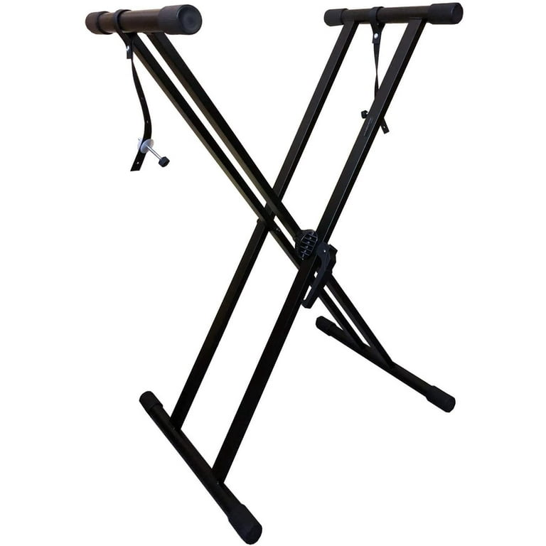 RockJam Xfinity Heavy Duty Double X Pre Assembled Infinitely Adjustable Piano Keyboard Stand with Locking Straps