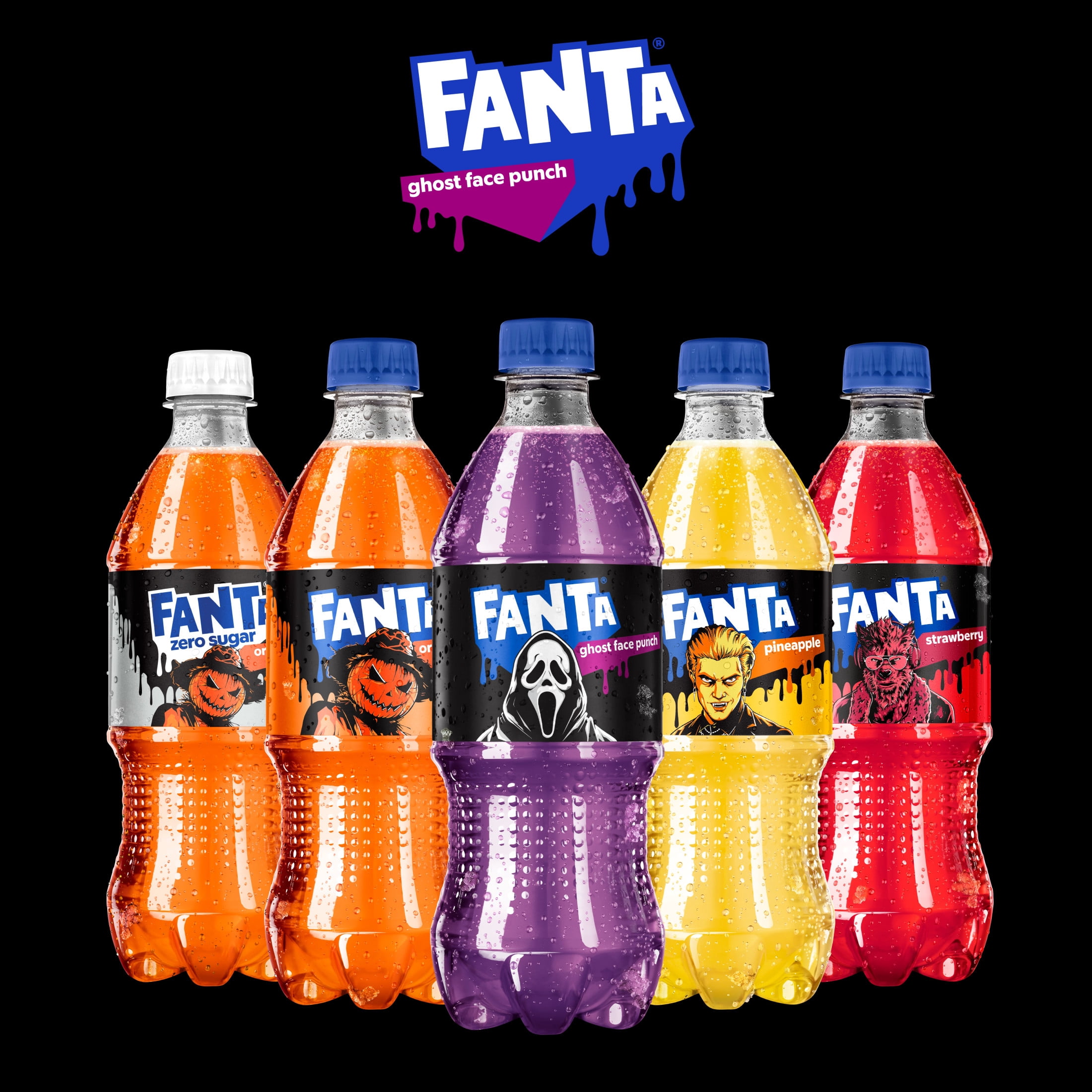 Fanta Ghost Face Punch Soda Pop Bottle, 20 fl oz