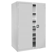 Sandusky Lee 46"W x 24"D x 78"H 5-Shelf Steel Freestanding Storage Cabinet with Recessed Handle, Dove Gray