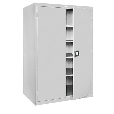 Sandusky Lee 46"W x 24"D x 78"H 5-Shelf Steel Freestanding Storage Cabinet with Recessed Handle, Dove Gray