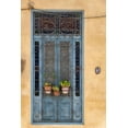 thumbnail image 2 of Miglavs, Janis 23x32 Black Ornate Wood Framed with Double Matting Museum Art Print Titled - Flower pots sit in wrought iron gate in front of blue door in Old Havana; La Habana Vieja-Cuba, 2 of 4
