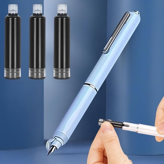 10 Pack Fountain Pen Ink Cartridges Refill 10ml Standard International Size 0.38mm Bore, Black, Blue Refills for Fine Nib Pens, Campus Office Supplies