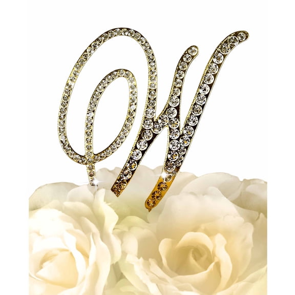 Unik Occasions Victorian Rhinestone Wedding Cake Topper, Gold