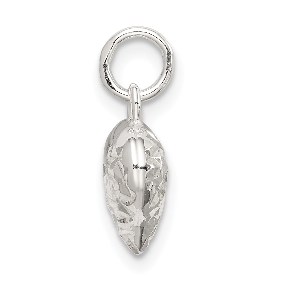 Sterling Silver Polished Diamond-cut Puff Heart Charm QC8467