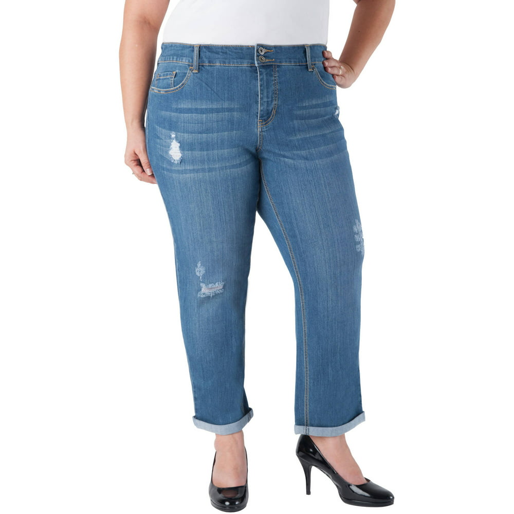 Faded Glory - Women's Plus-Size Skinny Boyfriend Jeans - Walmart.com ...