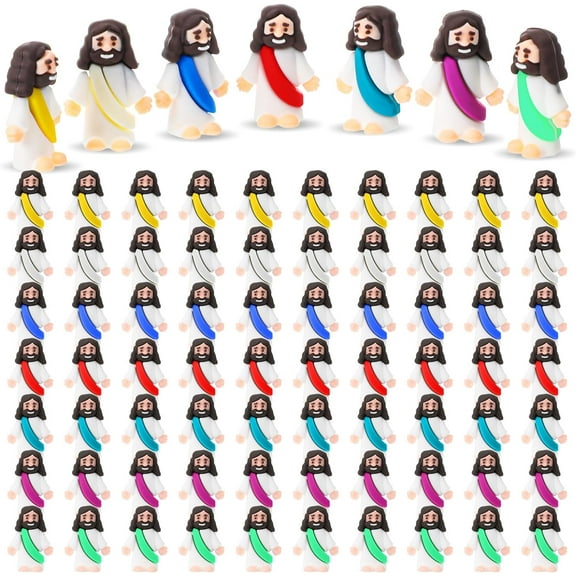 100 Pcs Jesus Toys Little Jesus Figurine Miniature Jesus Doll Tiny Jesus Figurine to Hide and Seek Classic Religious Gifts for Easter Egg Stuffers (Multicolor)
