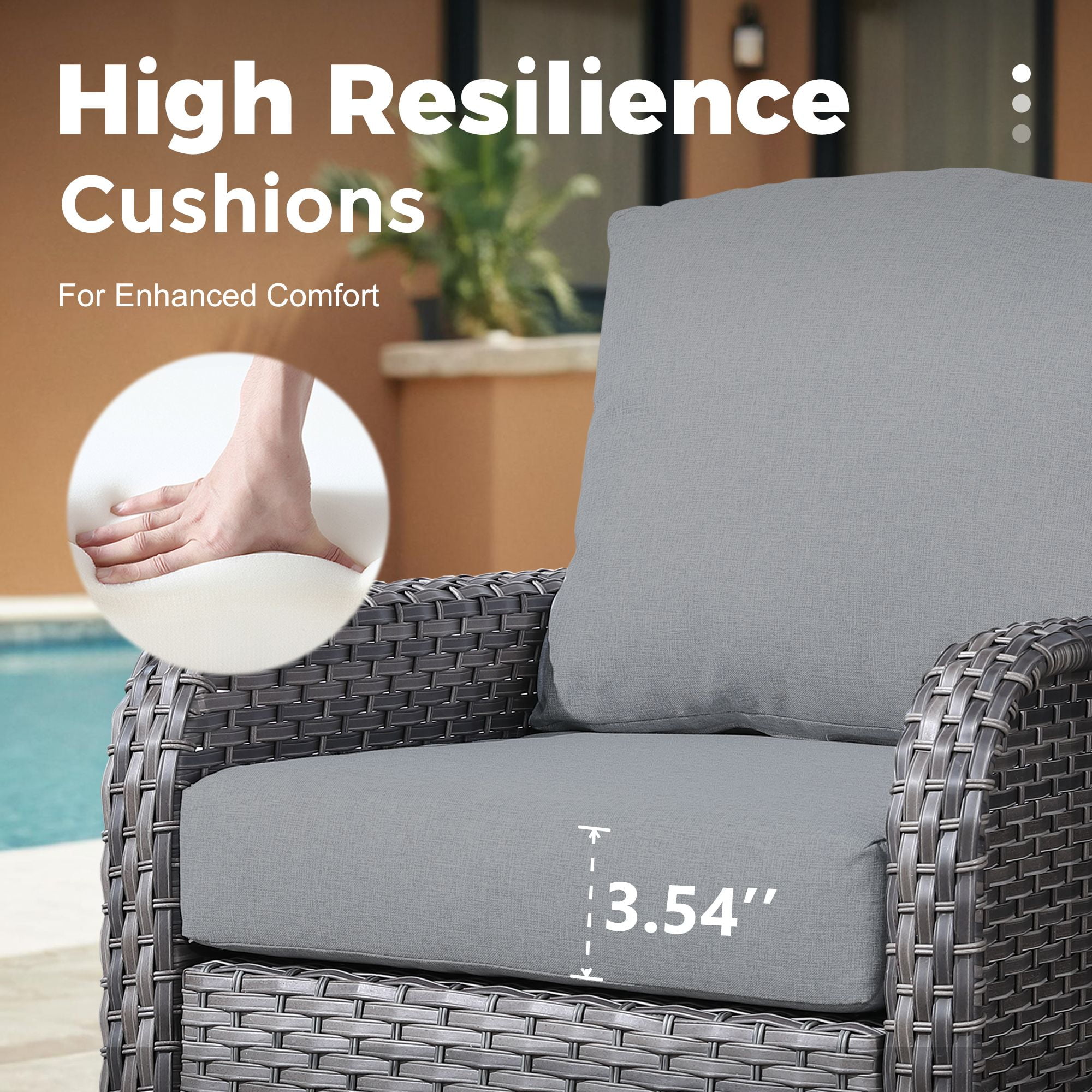 XIZZI 2 Pieces Wicker Outdoor Patio Furniture High Back Rattan Conversation Set All Weather Patio Chair Set with Cushions for Balcony, Dark Gray