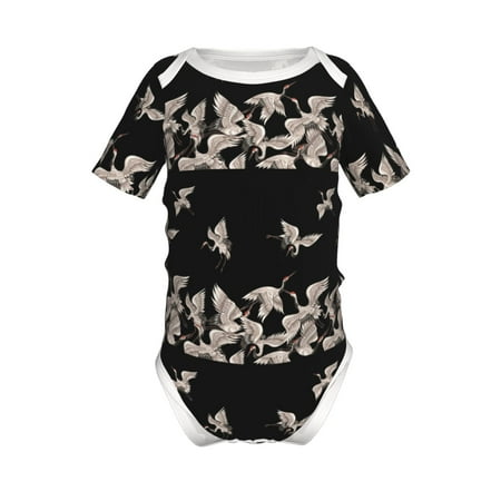

Gaeub Japanese White Crane Print Infant Climbing Onesie Toddler Outfit Newborn Baby Bodysuit Baby Boy Girl Clothes -18 Months