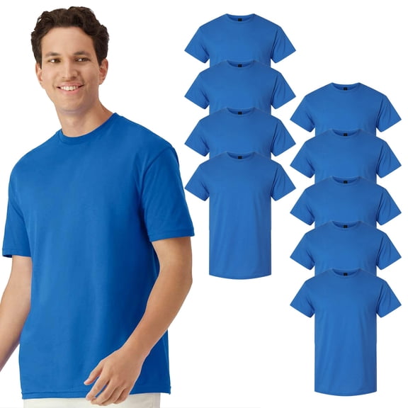 Gildan Classic Fit Men's Royal T-Shirt, Light Cotton 9 Pack Short Sleeve Crewneck Bulk Tee, L