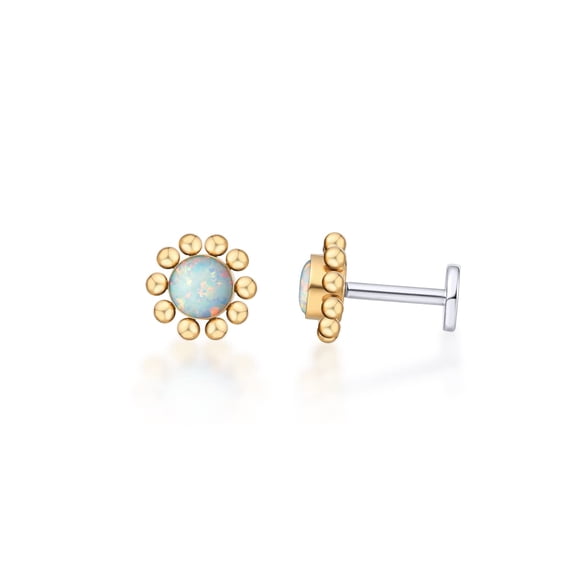 Flat Back Stud Earrings for Women, Titanium CZ Cartilage Studs Hypoallergenic Helix Earrings, Threadless Push Pop in Tragus Earrings for Women