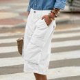 thumbnail image 5 of RYRJJ Women's High-Rise Cotton Twill Capri Hiking Shorts Multi Pocket Casual Loose Long Cargo Shorts Below Knee 3/4 Cargo Pants(White,S), 5 of 9