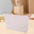 thumbnail image 6 of Unique Bargains 1 Pc Lightweight Clutch Checkered Bow Embroidery Large Makeup Bag for Vacation Pink Canvas, 6 of 6