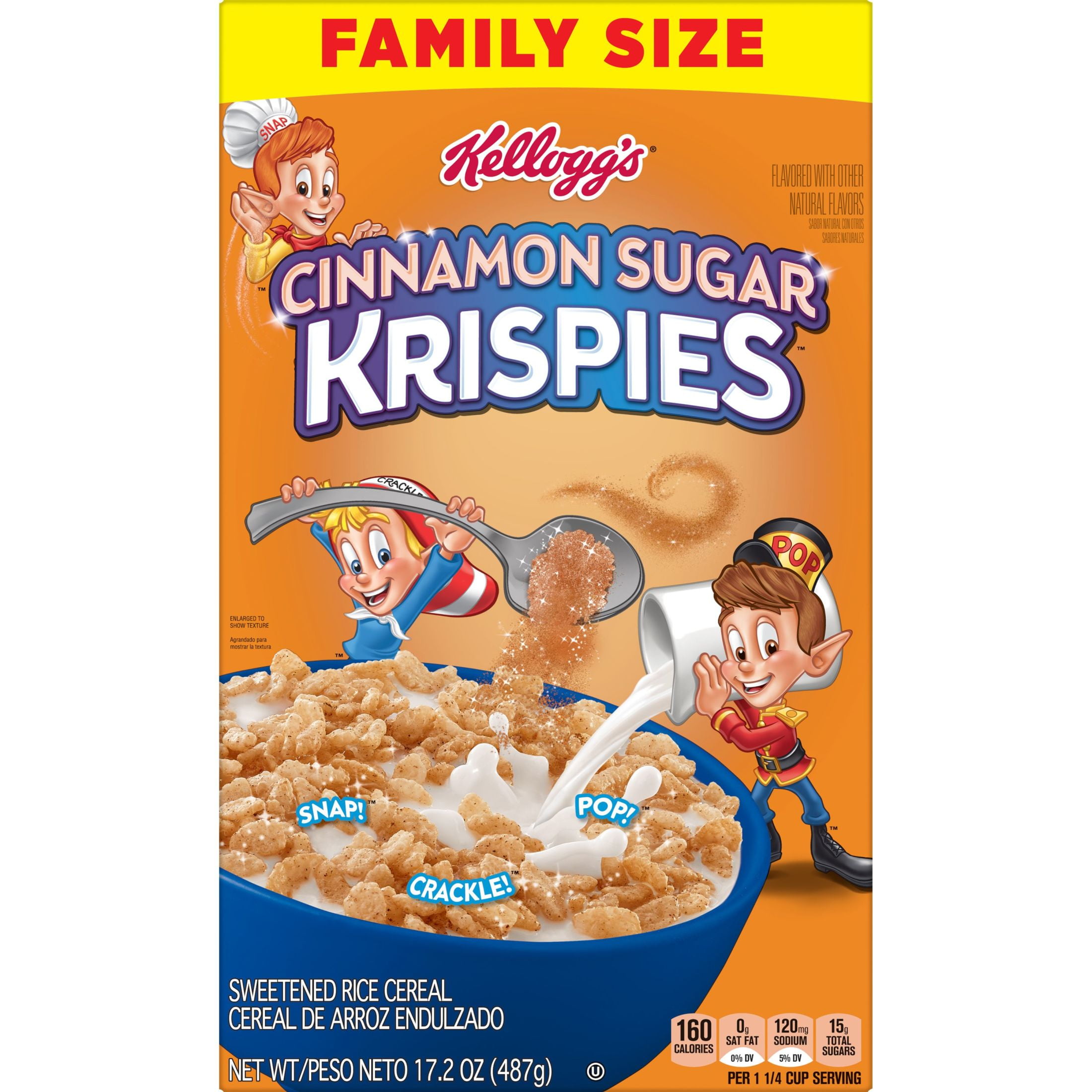 Kellogg's Cinnamon Sugar Krispies Original Cold Breakfast Cereal, 17.2