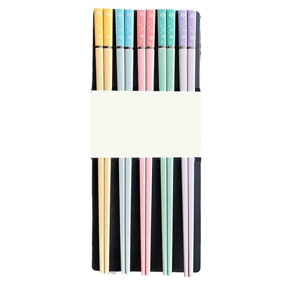 Pekkaxy Reusable Plastic Chopsticks 5-Pair Set, 9.6 Inch Length Dishwasher Safe, Perfect for Family Dinners and Restaurants