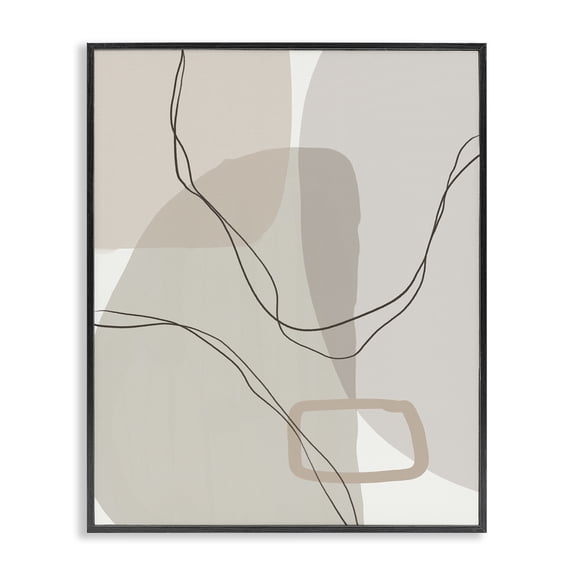 Stupell Industries Modern Abstract Layered Shapes Brown Tan Modern Arrangement Black Framed Giclee Art, 11 x 14, by Urban Epiphany