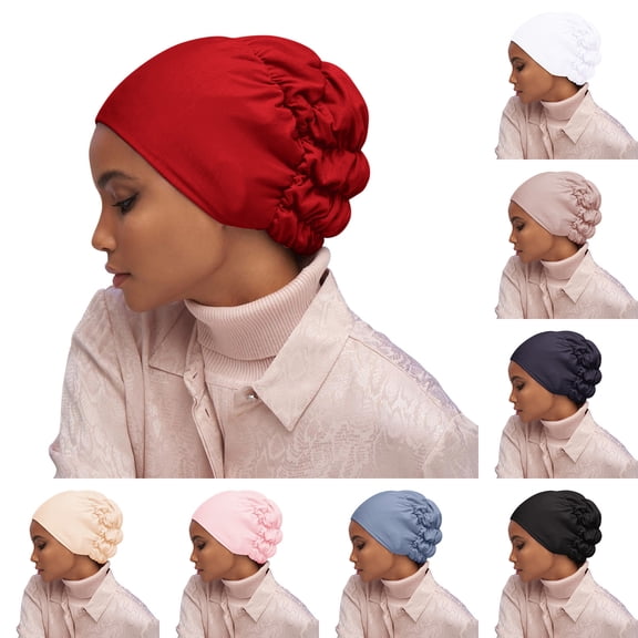 Helii Women Hat Reversible Satin Lined Sleep Cap Adjustable Modal Hair Bonnet for Curly Hair Braids Beanie Wrap Hat