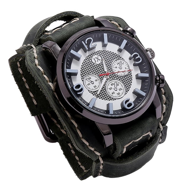 Reloj de pulsera Sunnimix Punk Retro Cuero Verde