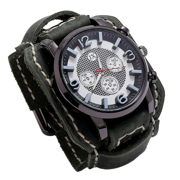 Reloj de pulsera híbrido de cuero Fernando verde