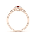 thumbnail image 2 of Angara Lab Grown Ruby Ring with Lab Diamond Halo in 14K Rose Gold for Women (Size-6x4mm) | Princess Diana Lab Created Ruby Ring (Ring Size - 11), 2 of 8