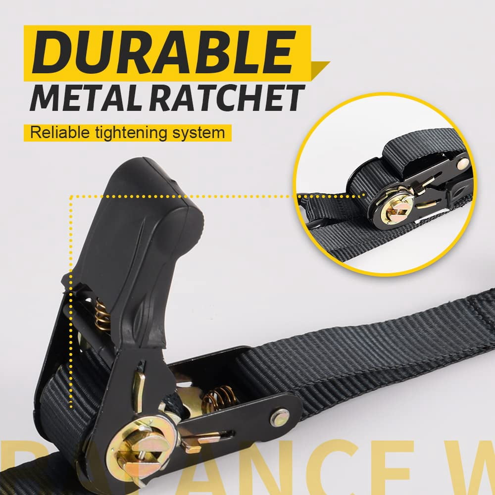 Boat Trailer Transom Ratchet Tie Down Straps 2400 LBS, 1'' X 4'with Latching Hooks and Soft Loop, Safety Nylon Straps with Ratchet Buckle to Secure Transport Boat, Pontoon,Jet Ski, PWC,Kayak