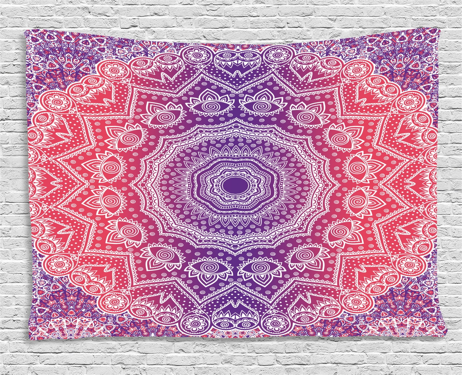 Pink And Purple Tapestry Vintage Art In Mandala Print Ombre Myriad Realms Icon Geometry Design Wall Hanging For Bedroom Living Room Dorm Decor 60w