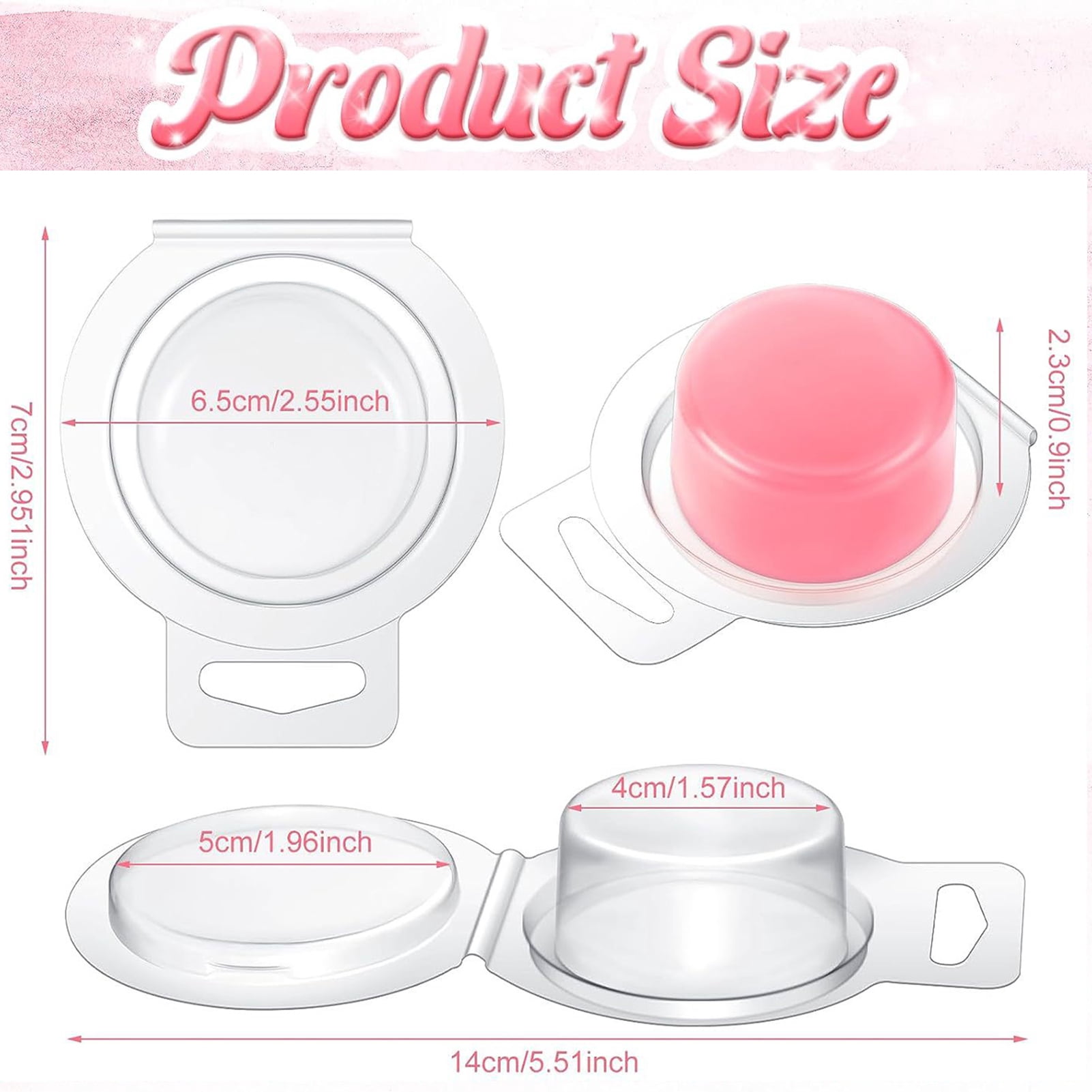 Mosey 100Pcs Wax Melt Mold Clear Square Round Empty Plastic DIY Handmade Scented Candle Soap Making Mould Container