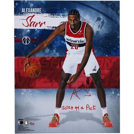 Alexandre Sarr Washington Wizards Autographed 16 x 20 Stylized Photograph with 2024 #2 Pick Inscription – #1 of a Limited Edition of 12 – Fanatics Authentic Certified