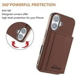 thumbnail image 3 of Allytechgroup Wallet Case for iPhone 16, RFID Blocking PU Leather Stand Phone Shell with Credit Card Slot Shockproof Protective Back Cover for iPhone 16 Women Men, Brown, 3 of 8