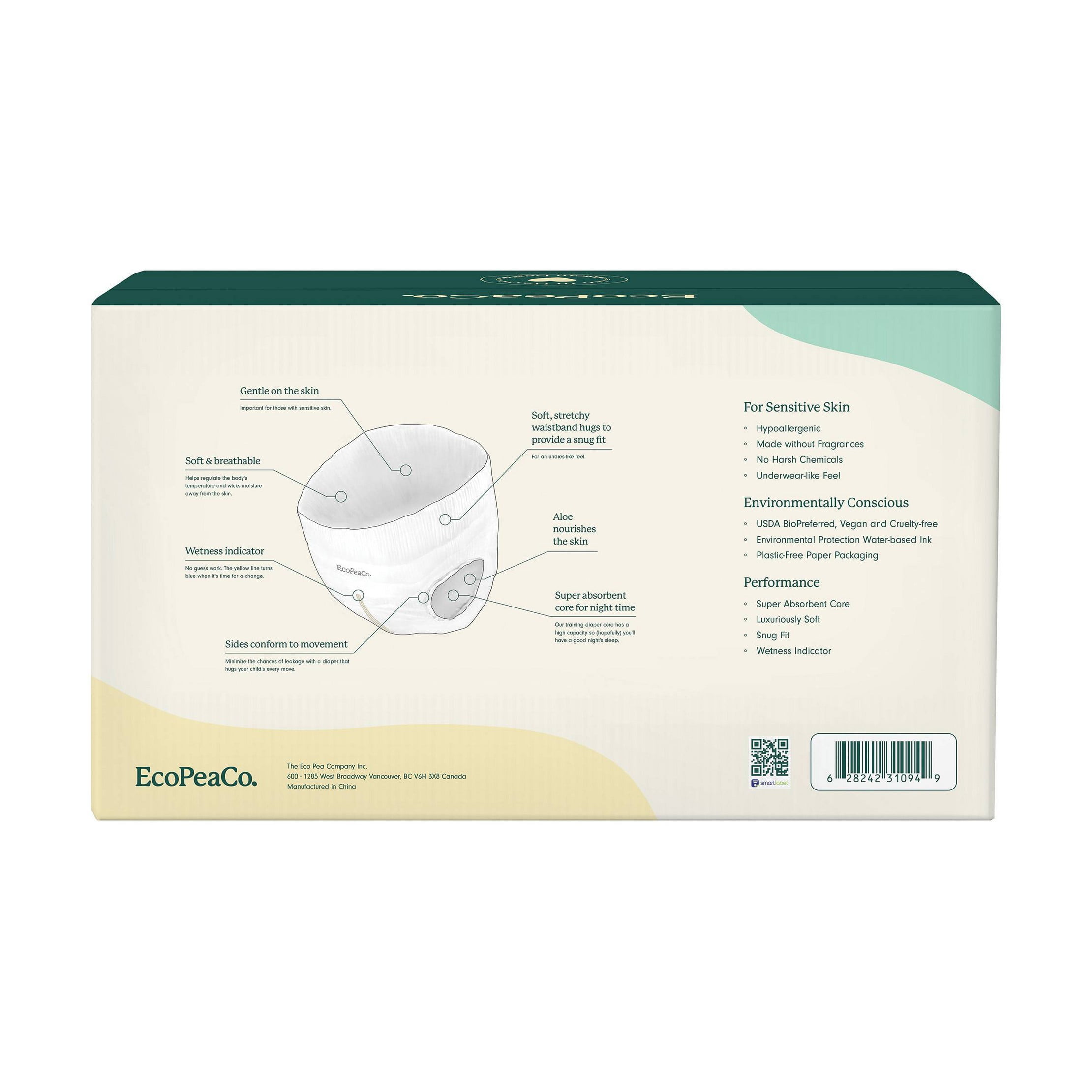 Bamboo Disposable Diapers - Made with Organic Bamboo and Viscose - Size 3T-4T - 66ct